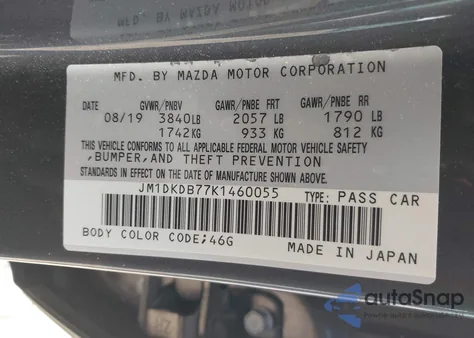 2019 Mazda Cx-3 Sport из США, поврежденный, VIN JM1DKDB77K1460055